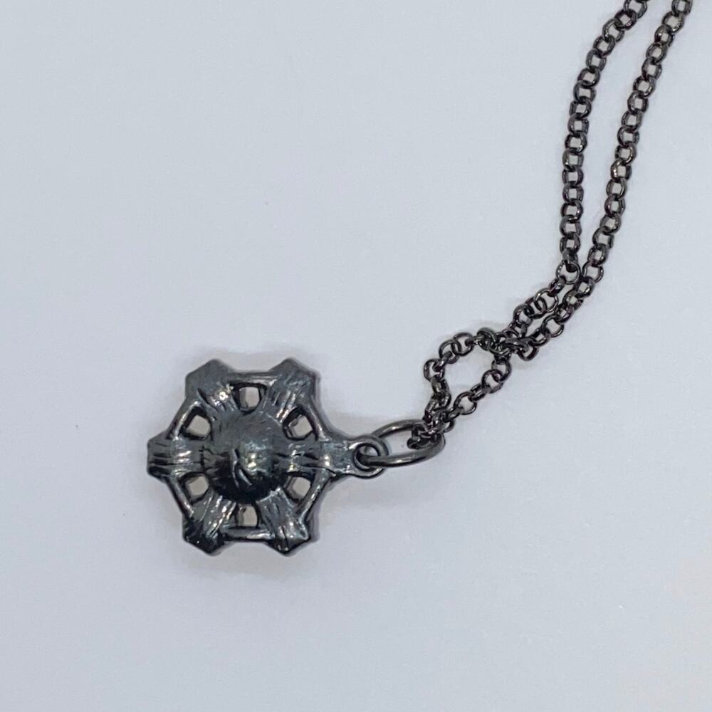 Black-Tone Rhinestone Pendant Necklace - Picture 5 of 6